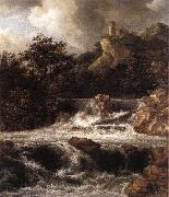 RUISDAEL, Jacob Isaackszon van Waterfall with Castle Built on the Rock af Spain oil painting artist